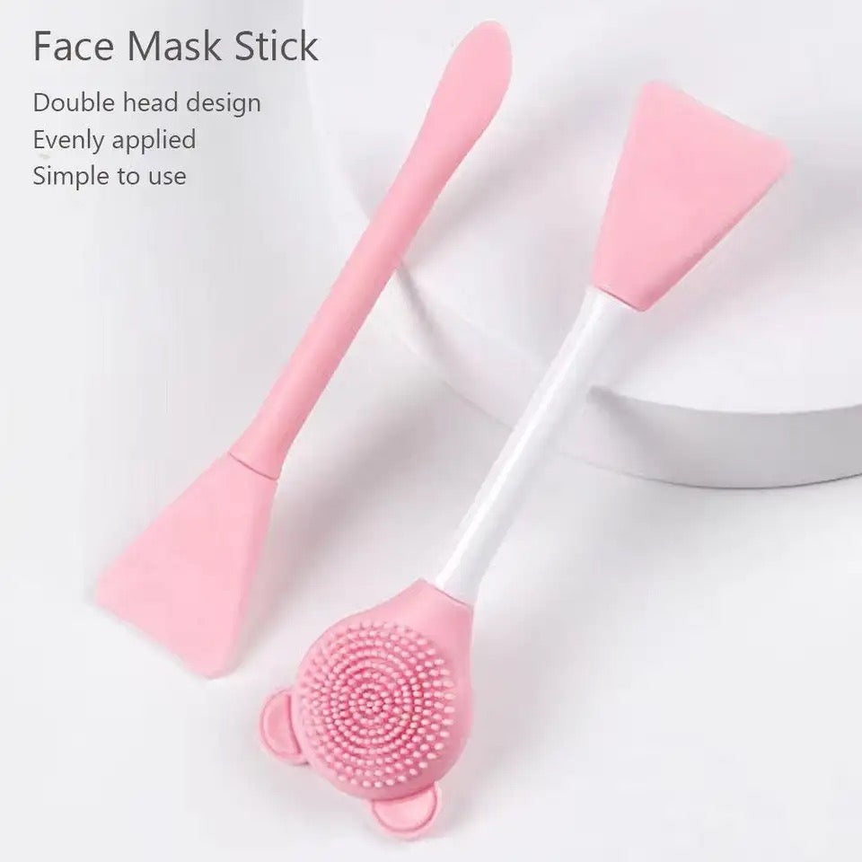 Bear Double Head Face Brush, Silicone Mud Film Facial Brush, Multifunctional Long Handle Silicone Applicator Women, Face Mask Cream Sticks Brush, Facial Mask Applicator, Makeup Removal Scrubber, Portable Salon Spa Facial Cleansing Brush Bear Double Head Face Brush, Silicone Mud Film Facial Brush, Multifunctional Long Handle Silicone Applicator Women, Face Mask Cream Sticks Brush, Facial Mask Applicator, Makeup Removal Scrubber, Portable Salon Spa Facial Cleansing Brush